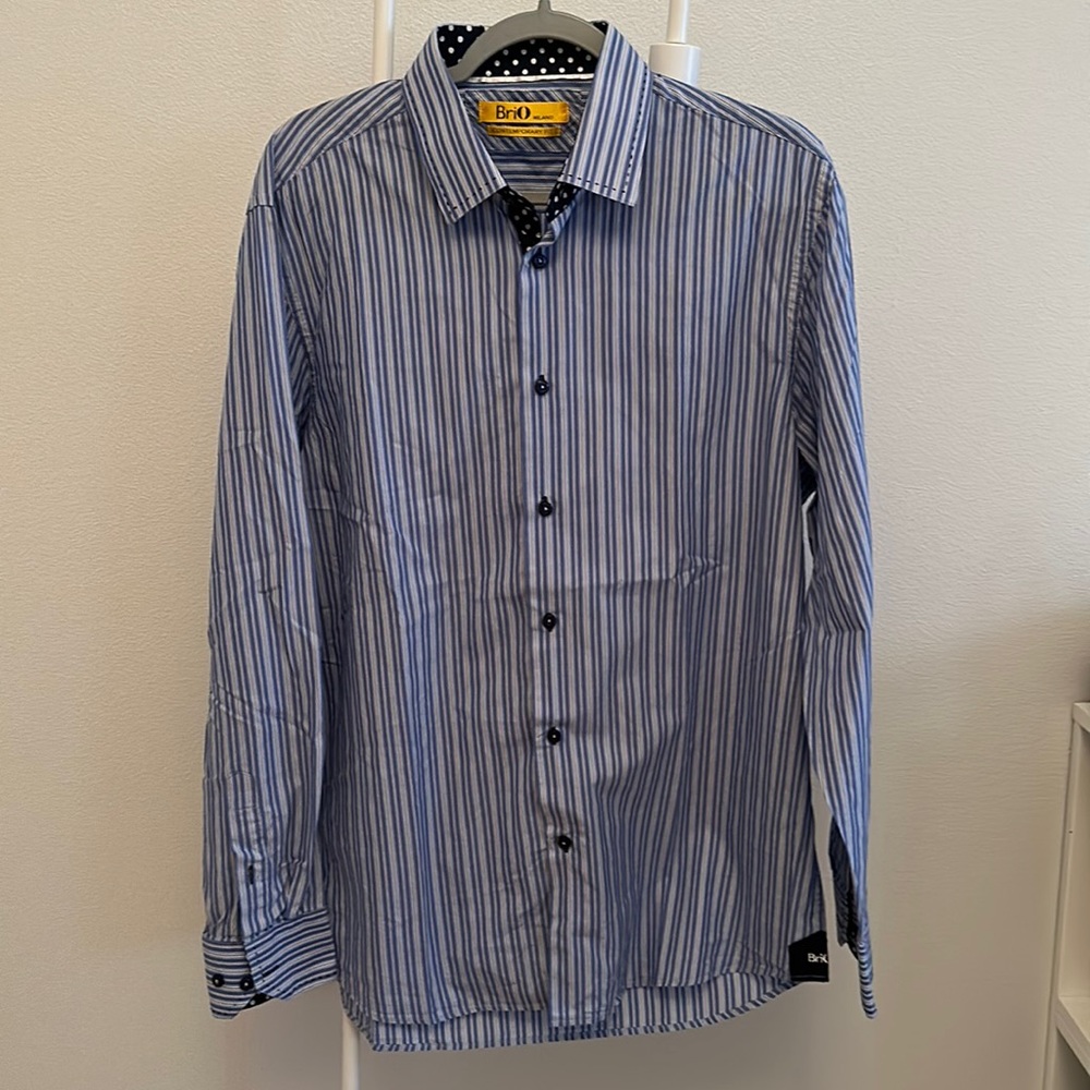 Men's Brio Milano Striped Long Sleeve Dress Shirt